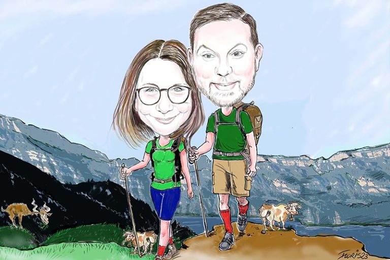 Fotokarikatur digital Wandern